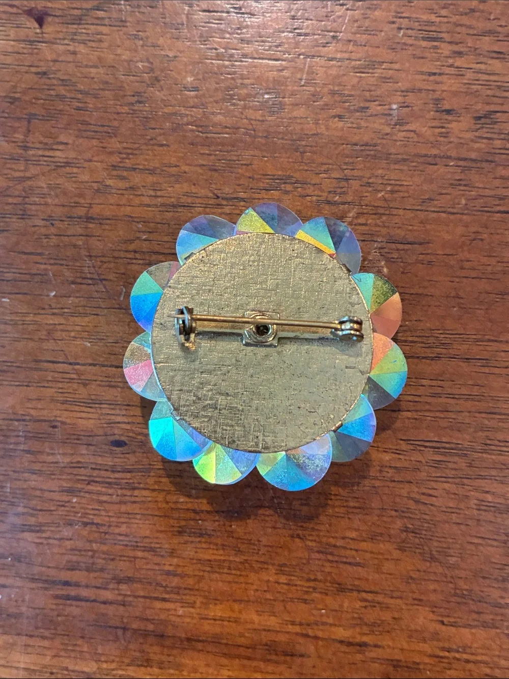 Iridescent Glass-Sequin Flower Brooch